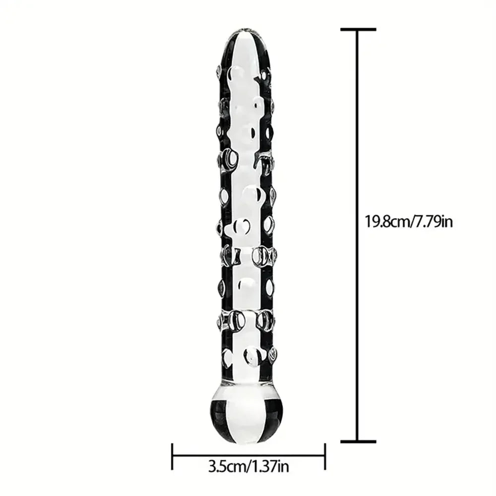 Elegant Glass Threaded Anal Plug With Heart-Shaped Beads Stimulator