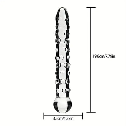Elegant Glass Threaded Anal Plug With Heart-Shaped Beads Stimulator