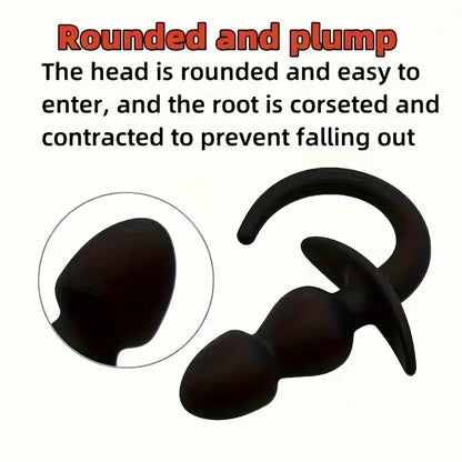 Double Bead Silicone Manual Dog Tail Anal Plug T-Shaped Anal Plug