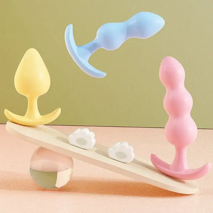 Back Court Butt Plug Large Pull Beads TPE Material Adult Anal Toy