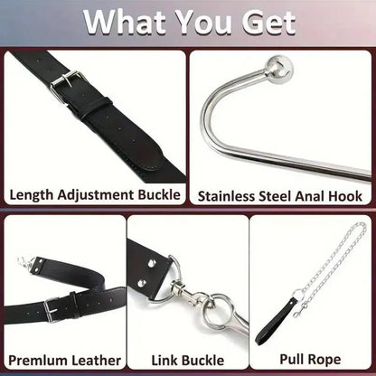 BDSM Bondage Kit Anal Hook Handcuffs Collar with Anal Trainer Ball Gag