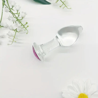 3 Sizes Transparent Glass Pink Head Anal Plug Set Solid Color Hand Wash