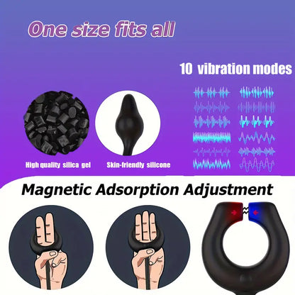 Vibrating Cock Ring With Anal Butt Plug Prostate Massage Enhanced Pleasure