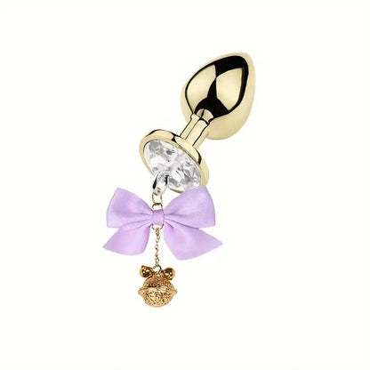 SM Adult Sex Metal Anal Plug With Bow Wind Chime Accessories