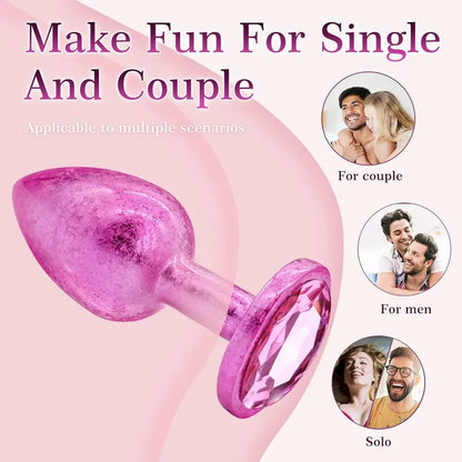 Butt Plug Sex Toy With Jeweled Base G Spot Stainless Steel Anal Set