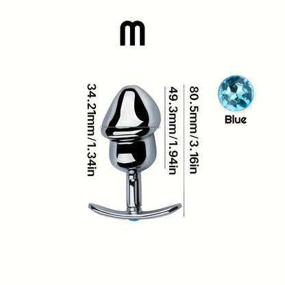 Aluminum Alloy Anal Plug Washable G-Point Dilator with Jewel Base