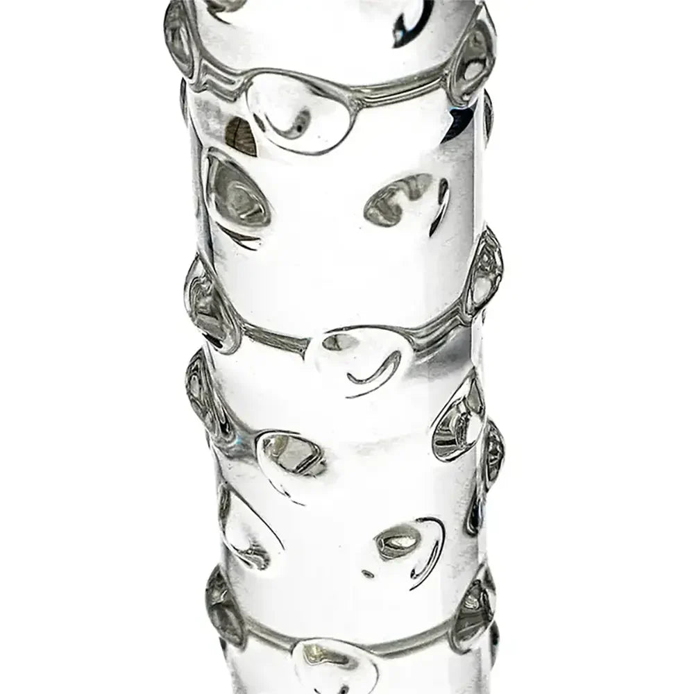 Elegant Glass Threaded Anal Plug With Heart-Shaped Beads Stimulator