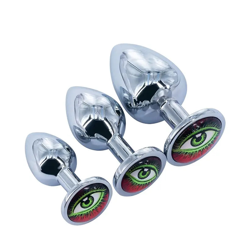 Metal Round Anal Plug With Various Pattern Sequins Alternative Toy