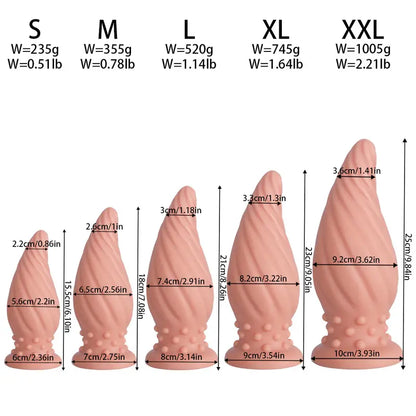 New Apricot-Colored Special Spiral Cone Anal Plug Novel Anal Toy