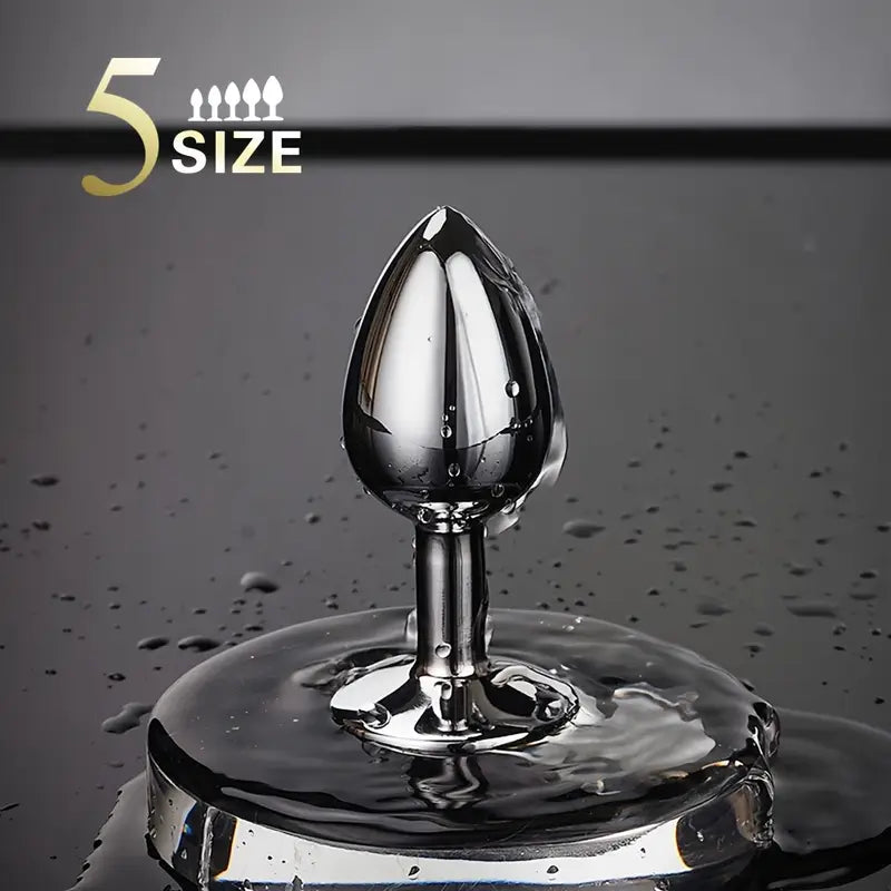 BDSM Metal Anal Plug With Gem Base For Beginner To Expert G-spot