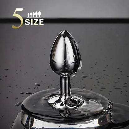 BDSM Metal Anal Plug With Gem Base For Beginner To Expert G-spot