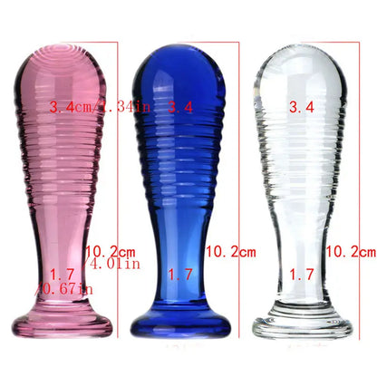 Glass Threaded Anal Plug Adult G-spot Pleasure Butt Plug Couple Toy