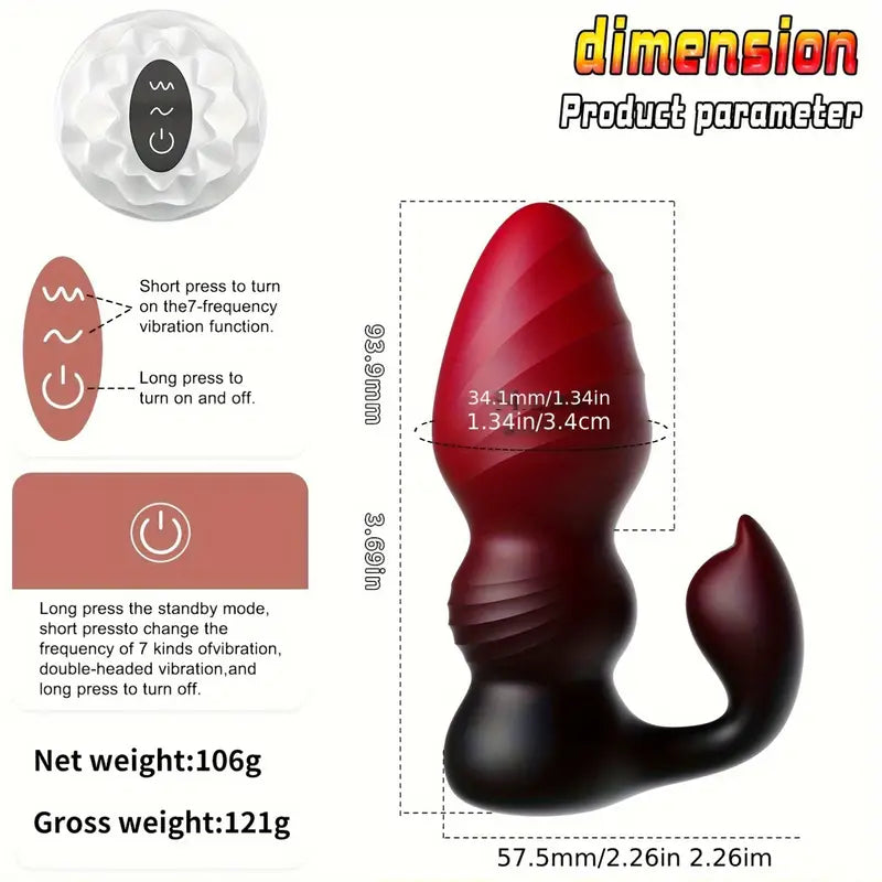 Dual Vibration Motor 7 Frequency Double Earthquake Anal Butt Plug
