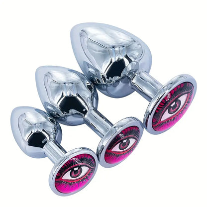 Metal Round Anal Plug With Various Pattern Sequins Alternative Toy