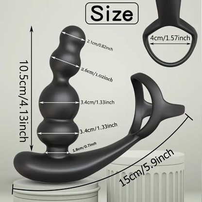 Double Motor Male Prostate Massager Vibrator 360° Rotate Ring Butt Plug