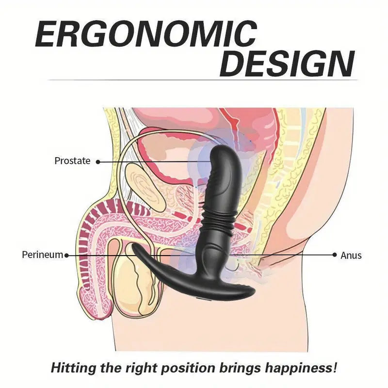 Prostate Massager Vibrating Thrusting Telescopic Dildo G-spot Anal Butt Plug