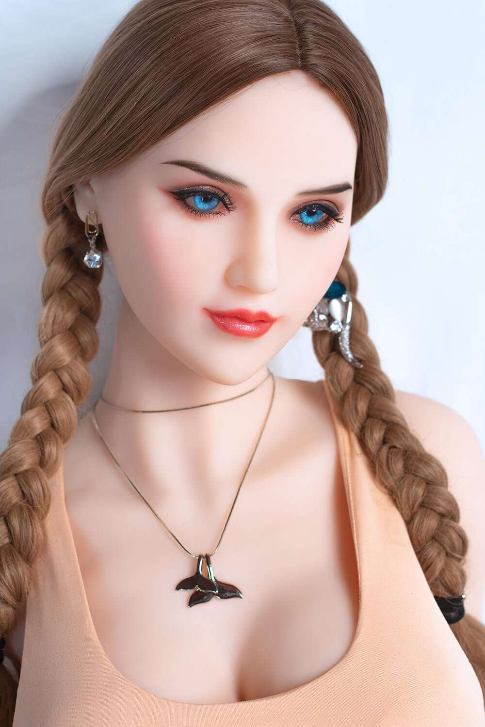 sex doll uae men video 138cm Full Size Lifelike Virgin Sex Doll with Big Boobs and Double Ponytail Braid Realistic Silicone  Style