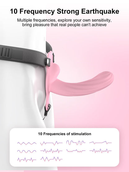 Curved G Spot Dildo Vibrating Strap On 10 Frequency Vibration Strap On Dildo - Wireless Remote Control