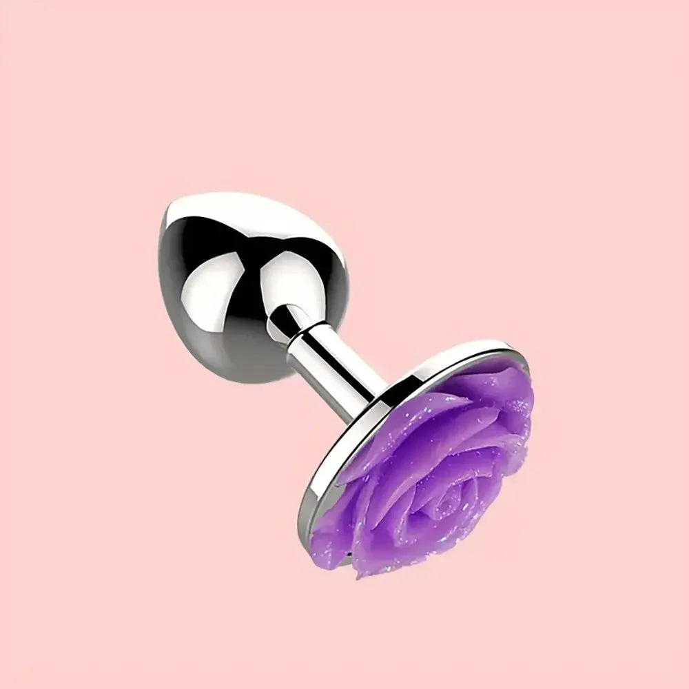 Metal Rose Anal Plug Sex Toy For Men Women Sex Orgasm Love