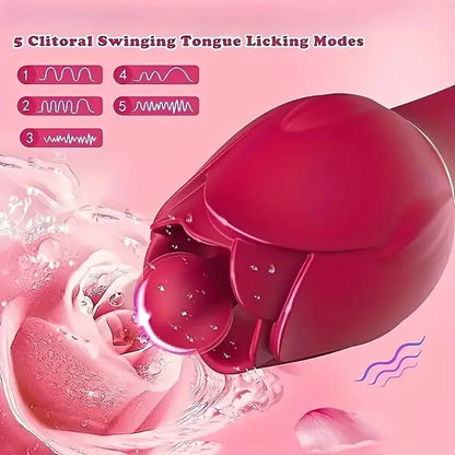 Rose Tongue Lick Vibrator Female Love Sex Toy For Anal Stimulation
