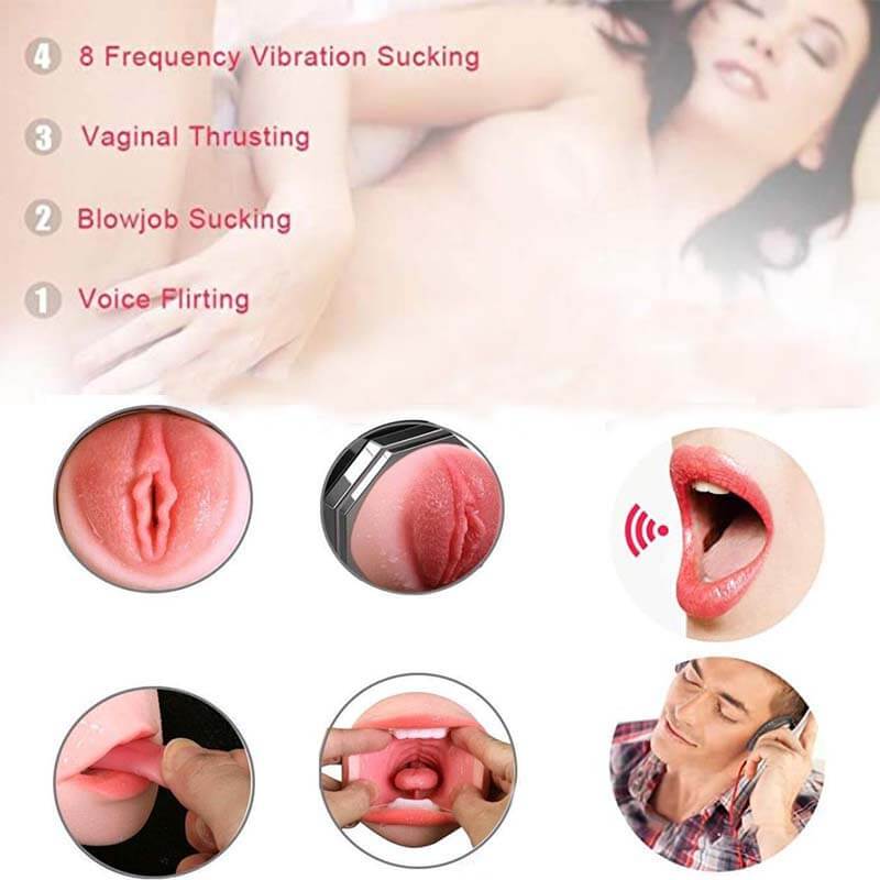 Vagina Mouth Oral Masturbator Vibrating Realistic Pussy